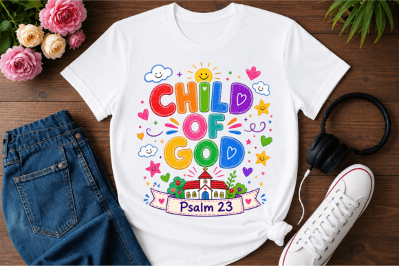 Child of God Psalm 23 PNG for T-Shirt Designs