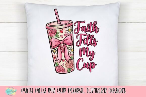 Faith Fills My Cup Floral Tumbler Design