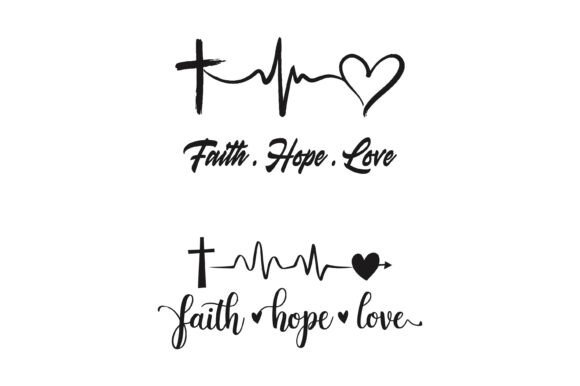 Faith Hope Love Cross Heartbeat SVG for T-Shirt Designs