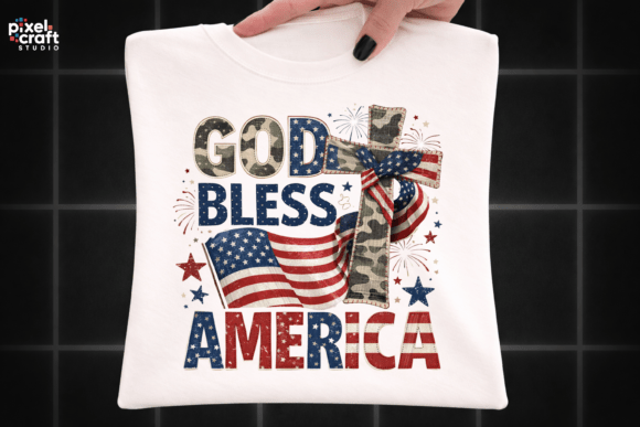 God Bless America Cross Patriotic PNG for T-Shirt Designs