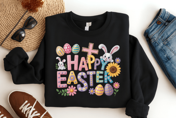 Happy Easter Cross PNG for T-Shirt Designs