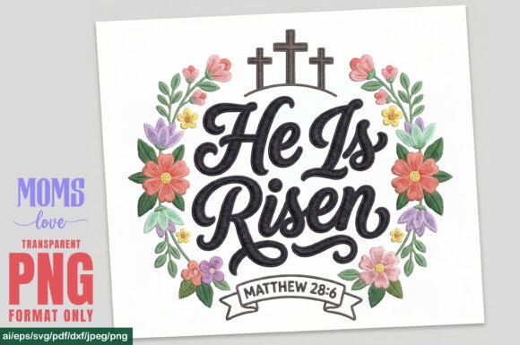 He is Risen Faux Yarn Crochet PNG for T-Shirt Designs