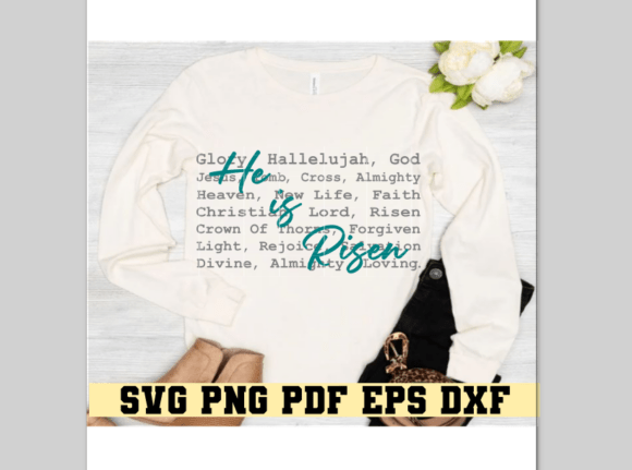 He is Risen Words, Easter Sunday T-Shirt Designs