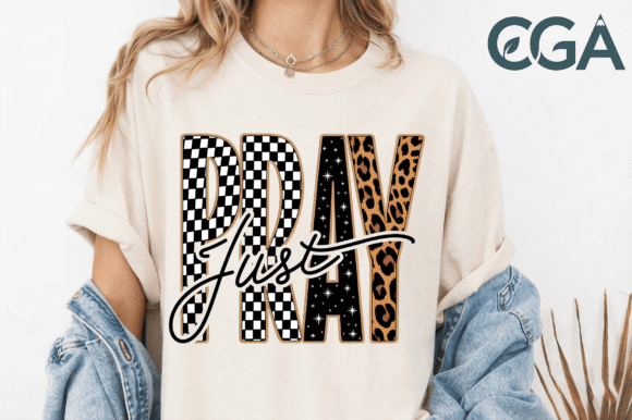 Just Pray PNG, Retro Leopard Png for T-Shirt Designs