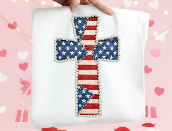 Patriotic Cross Design PNG for T-Shirt Designs