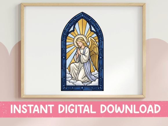 Praying Angel Stained Glass SVG for T-Shirt Designs