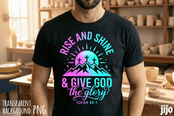 Shine God Cross Isaiah PNG for T-Shirt Designs