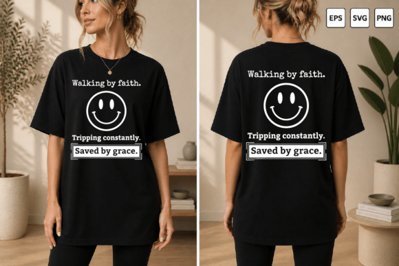 Walking by Faith Tripping Constantly T-Shirt Designs