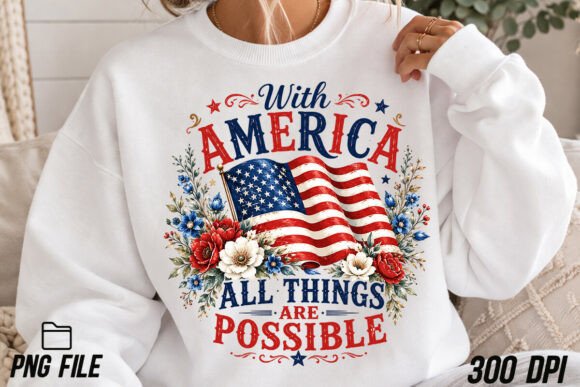 With America All Things Are Possible PNG for T-Shirt Designs