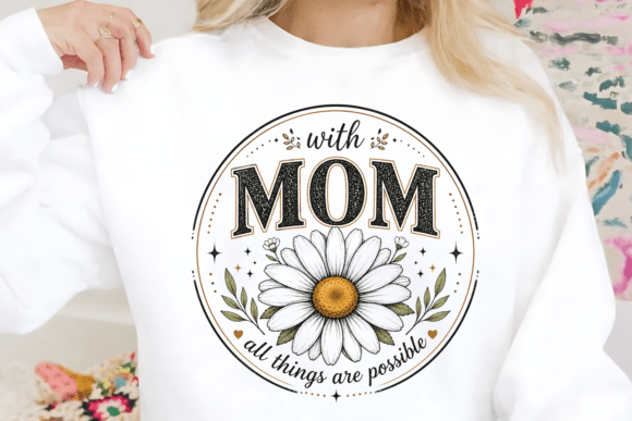 With Mom All Things Possible Faith PNG for T-Shirt Designs